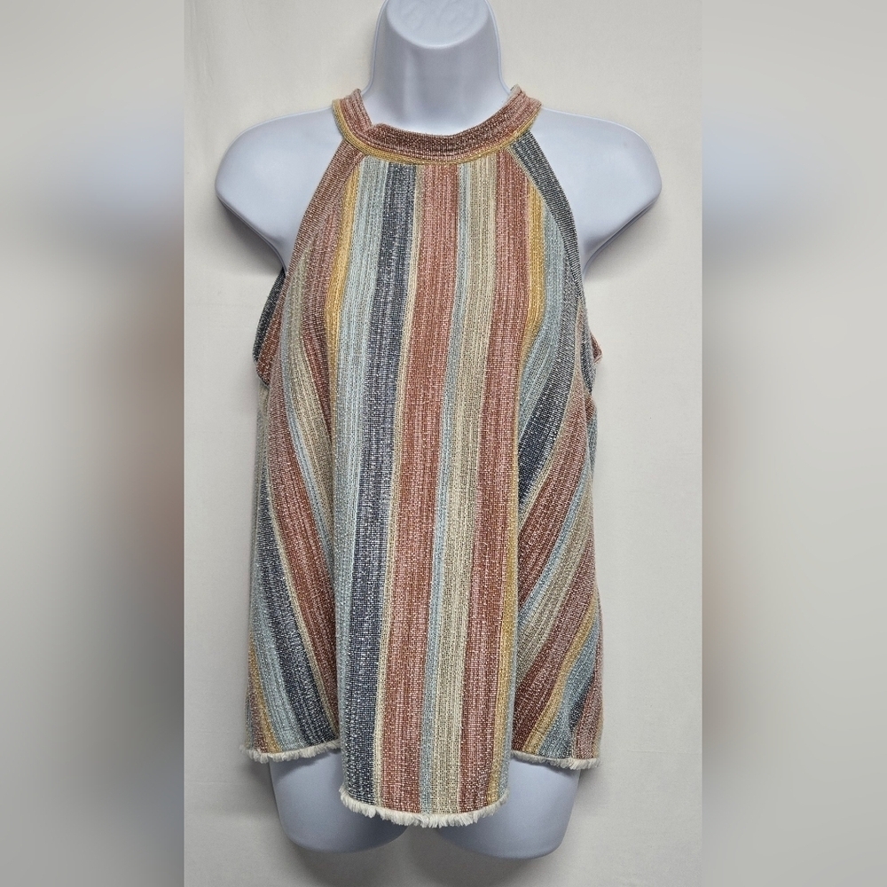 W5 S Sleeveless Racerback Textured Sleeveless Top Vertical Striped